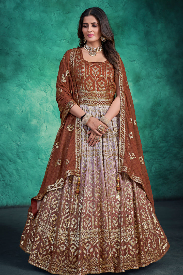 Georgette Coffee Color Mesmeric Readymade Gown