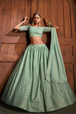 Load image into Gallery viewer, Awesome Sea Green Colored Designer Lehenga Choli
