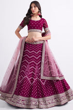 Load image into Gallery viewer, Net Fabric Magenta Color Imposing Wedding Style Bridal Lehenga
