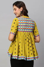Load image into Gallery viewer, Ingenious Cotton Fabric Mustard Color Casual Look Readymade Short Kurti
