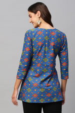 Load image into Gallery viewer, Appealing Blue Color Cotton Fabric Casual Look Readymade Short Kurti
