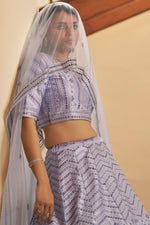 Load image into Gallery viewer, Silk Fabric Lavender Color Sequince Work Lehanga Choli In Wedding Wear
