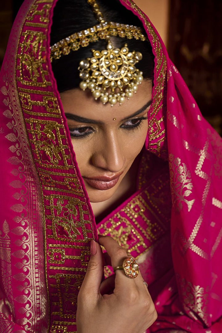 Art Silk Fabric Festive Wear Rani Color Weaving Work Designer Saree