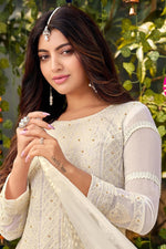 Load image into Gallery viewer, Akanksha Puri Dazzling Georgette Fabric White Color Palazzo Suit
