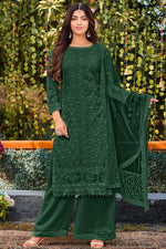 Load image into Gallery viewer, Akanksha Puri Radiant Dark Green Color Georgette Fabric Palazzo Suit
