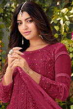 Load image into Gallery viewer, Akanksha Puri Burgundy Color Glittering Georgette Fabric Palazzo Suit

