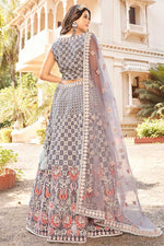 Load image into Gallery viewer, Exquisite Net Fabric Sangeet Wear Grey Color Lehenga
