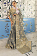 Load image into Gallery viewer, Linen Fabric Festival Wear Sober Saree In Grey Color
