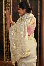 Load image into Gallery viewer, Art Silk Fabric Function Wear Brilliant Embroidered Saree In Cream Color
