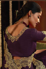 Load image into Gallery viewer, Function Wear Art Silk Fabric Purple Color Soothing Embroidered Saree
