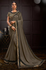 Load image into Gallery viewer, Dark Beige Color Designer Saree With Readymade Blouse
