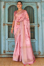 Load image into Gallery viewer, Pink Color Linen Fabric Digital Printed Glorious Saree
