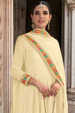 Load image into Gallery viewer, Cream Color Embellished Embroidered Anarkali Suit In Georgette Fabric
