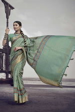 Load image into Gallery viewer, Sea Green Color Art Silk Fabric Festive Look Divine Printed Saree
