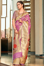 Load image into Gallery viewer, Radiant Weaving Work On Pink Color Art Silk Fabric Saree
