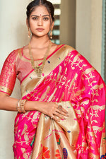 Load image into Gallery viewer, Pink Color Weaving Work Art Silk Fabric Beatific Saree
