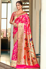 Load image into Gallery viewer, Pink Color Weaving Work Art Silk Fabric Beatific Saree
