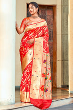 Load image into Gallery viewer, Charming Red Color Art Silk Fabric Saree With Weaving Work
