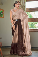 Load image into Gallery viewer, Enticing Chikoo Color Art Silk Fabric Party Style Saree

