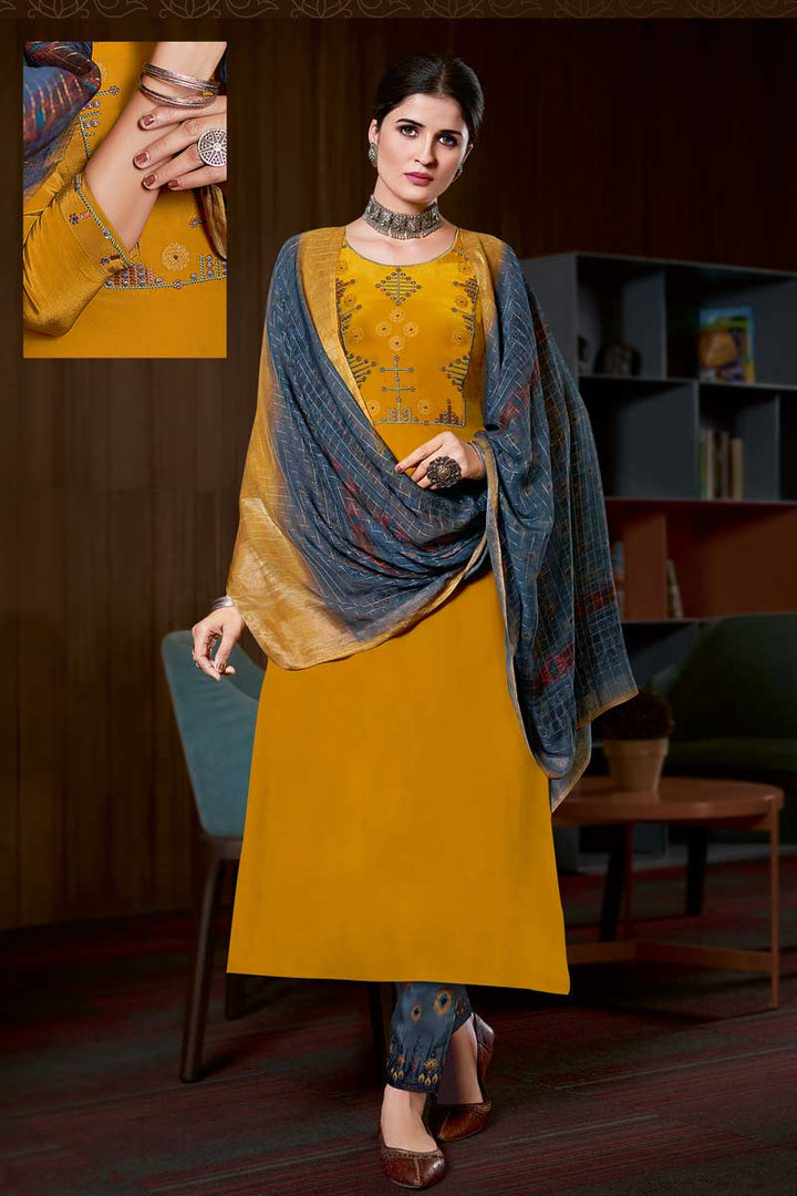 Mustard Color Crepe Fabric Festival Look Awesome Salwar Suit
