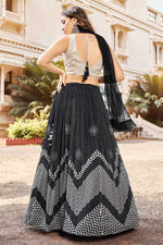 Load image into Gallery viewer, Georgette Fabric Black Color Stunning Lehenga
