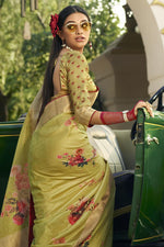 Load image into Gallery viewer, Art Silk Fabric Festive Wear Yellow Color Digital Printed Designer Saree
