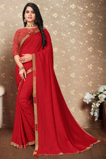 Load image into Gallery viewer, Art Silk Fabric Festival Look Red Color Vintage Saree
