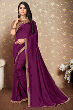 Load image into Gallery viewer, Art Silk Fabric Purple Color Festival Look Ravishing Saree
