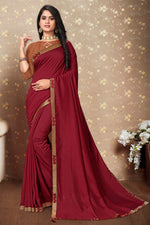 Load image into Gallery viewer, Maroon Color Art Silk Fabric Festival Look Appealing Saree
