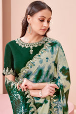 Load image into Gallery viewer, Green Color Georgette Fabric Printed Wedding Wear Saree
