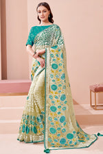 Load image into Gallery viewer, Beige Color Brasso Fabric Designer Printed Function Wear Saree
