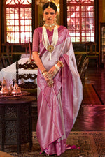Load image into Gallery viewer, Kanjivaram Silk Grey Saree With Weaving Work
