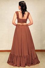 Load image into Gallery viewer, Brown Color Crepe Fabric Beguiling Lehenga In Function Wear
