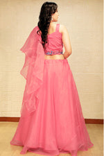 Load image into Gallery viewer, Function Wear Pink Color Embellished Organza Fabric Lehenga

