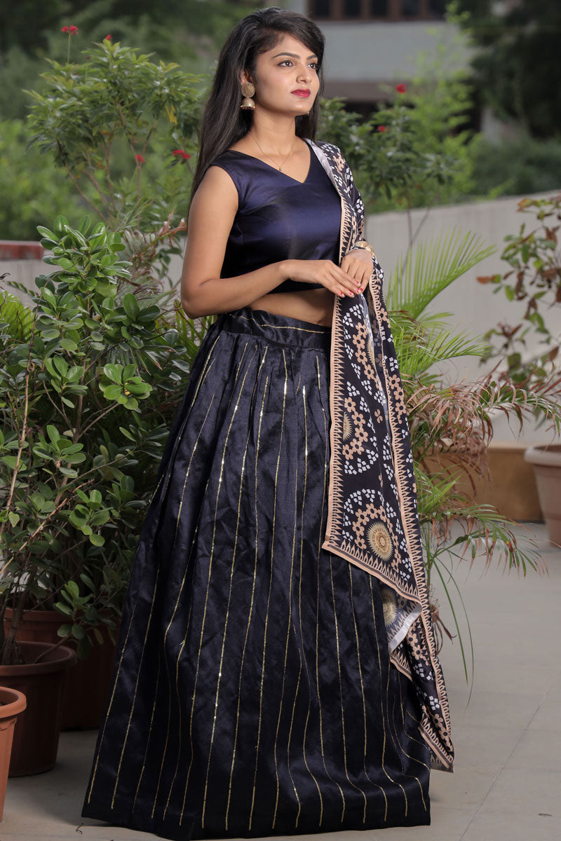 Navy Blue Color Art Silk Fabric Function Wear Ravishing Lehenga