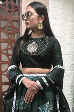 Load image into Gallery viewer, Tempting Dark Green Color Function Wear Art Silk Fabric Lehenga
