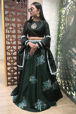 Load image into Gallery viewer, Tempting Dark Green Color Function Wear Art Silk Fabric Lehenga

