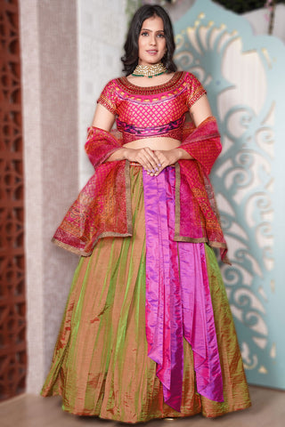 Purple Color Art Silk Fabric Beautiful Lehenga In Function Wear