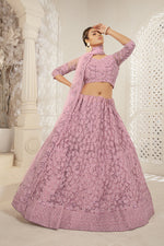 Load image into Gallery viewer, Engaging Pink Color Net Fabric Designer Lehenga With Embroidered Work
