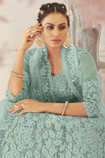 Load image into Gallery viewer, Classic Embroidered Work On Sea Green Color Function Wear Lehenga In Net Fabric
