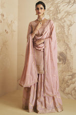Load image into Gallery viewer, Georgette Fabric Party Wear Brilliant Sharara Suit In Peach Color
