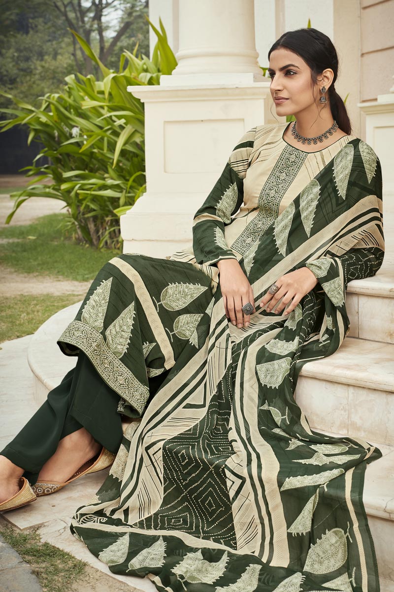 Crepe Fabric Beige Color Office Wear Salwar Kameez