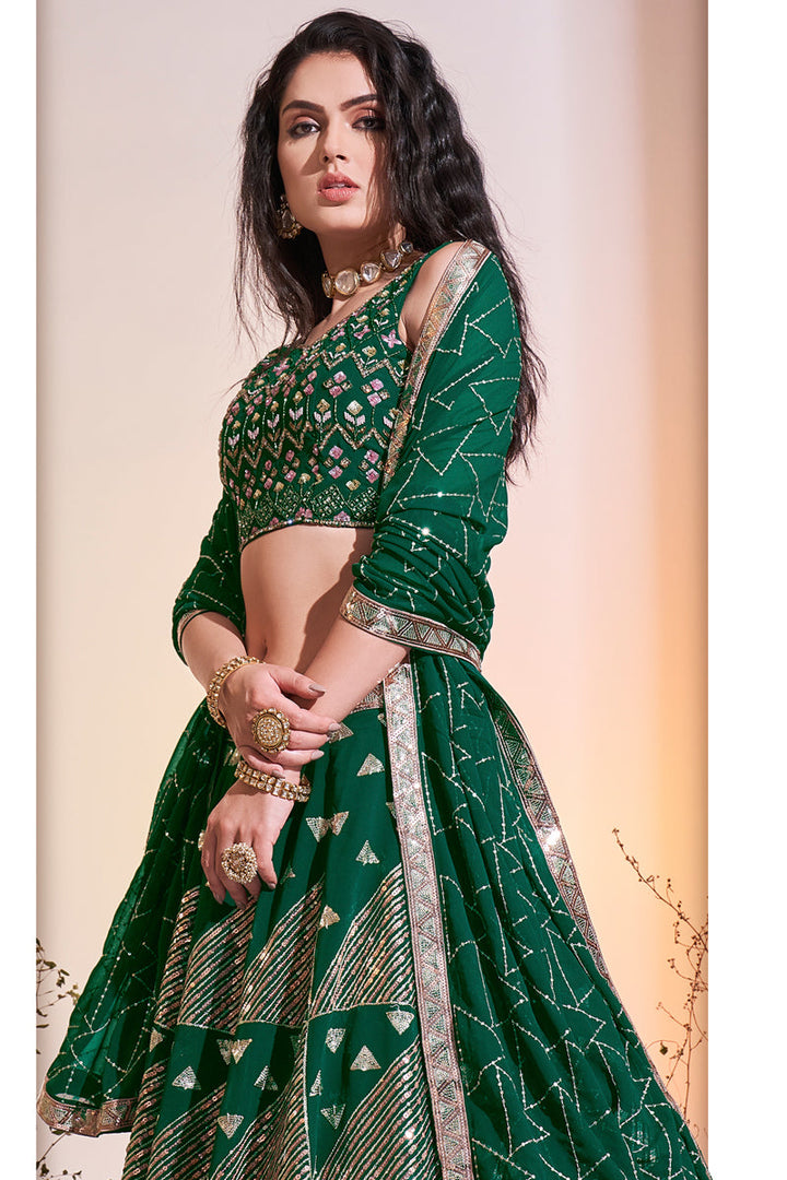 Radiant Georgette Readymade Sequins Designs Lehenga