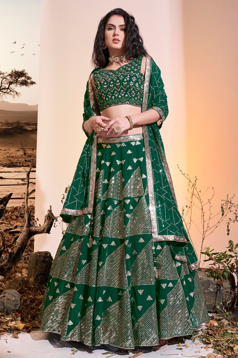 Radiant Georgette Readymade Sequins Designs Lehenga
