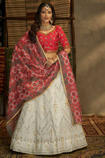 Load image into Gallery viewer, Georgette Fabric White Color Lehenga With Winsome Sequins Work
