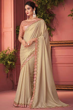 Load image into Gallery viewer, Stunning Function Wear Border Work Georgette Fabric Saree In Cream Color
