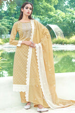 Load image into Gallery viewer, Beige Color Exquisite Cotton Fabric Daily Wear Salwar Suit With Printed Work
