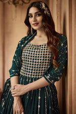 Load image into Gallery viewer, Green Color Georgette Fabric Astounding Readymade Anarkali Suit
