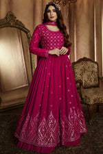 Load image into Gallery viewer, Georgette Fabric Rani Color Attractive Readymade Anarkali Suit
