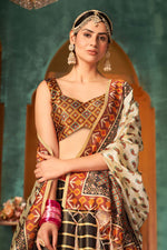 Load image into Gallery viewer, Brown Color Art Silk Fabric Sangeet Wear Digital Printed Work Mesmerizing Lehenga
